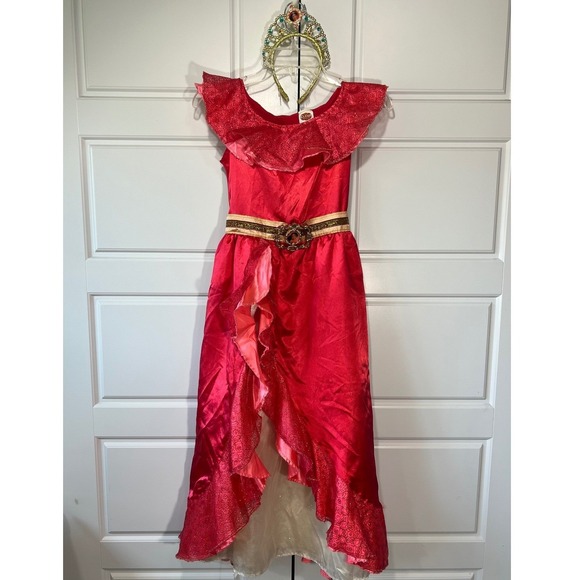 Disney Elena of Avalor Princess Dress Costume with Tiara Girls Size M (7-8) - Picture 1 of 12